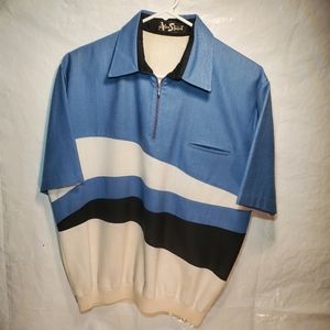 Vintage Alan Stuart Quarter-zip Short Sleeve Pullover Shirt Mens Sz. M
